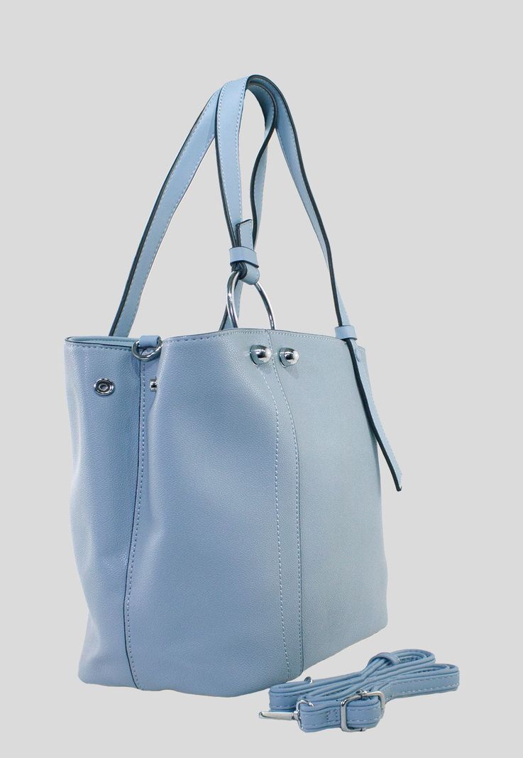 Cartera Correa Y Argolla Celeste-1