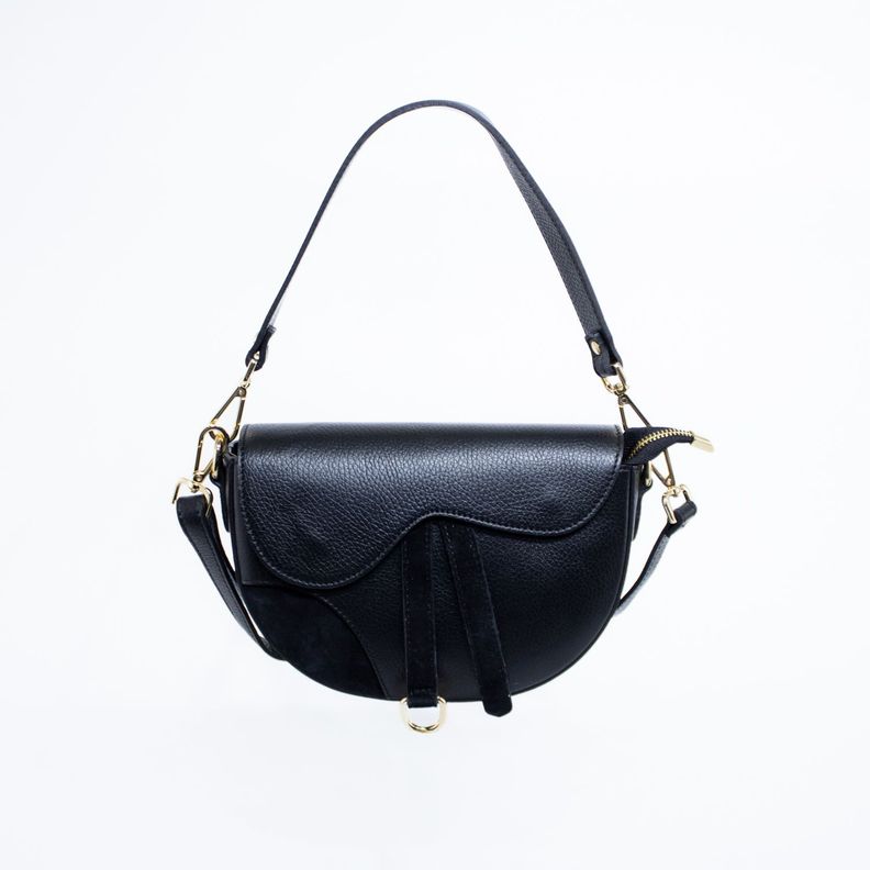Cartera de cuero con detalles de reno color Negro-0