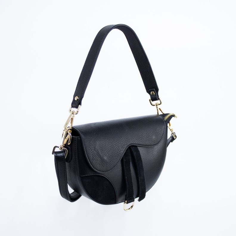 Cartera de cuero con detalles de reno color Negro-1