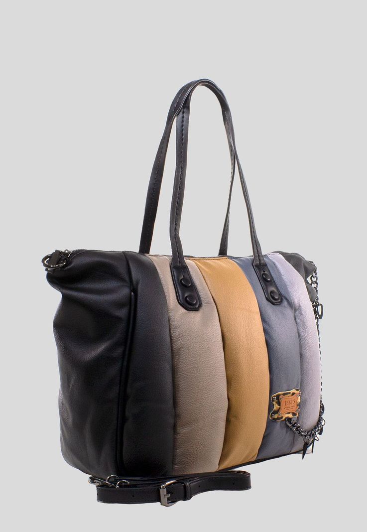 Cartera Grande Franjas Negro-1