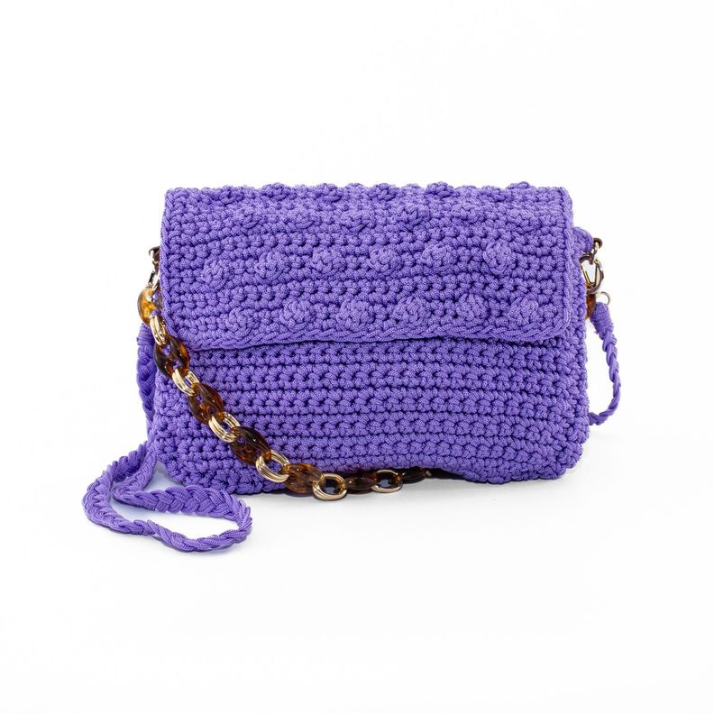 Cartera Tejida con Cadena Lila-0