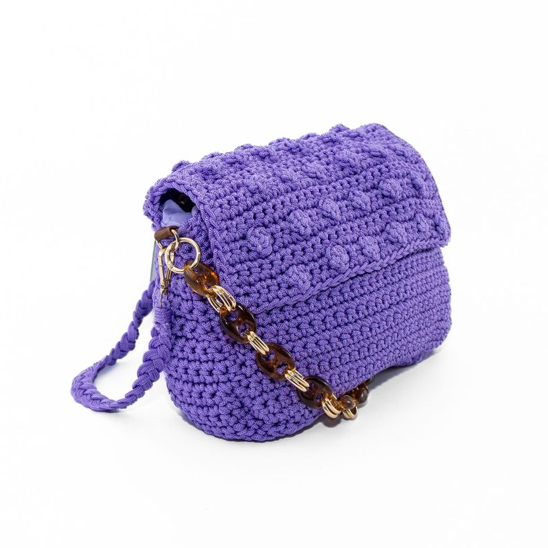 Cartera Tejida con Cadena Lila-1