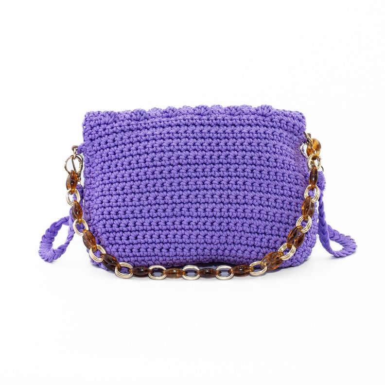 Cartera Tejida con Cadena Lila-2