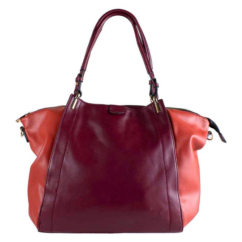Cartera Trapecio Bimaterial Burdeo