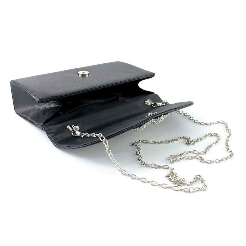 Cartera Textil de Noche Drapeado 358 Mujer Negro Mailea-3
