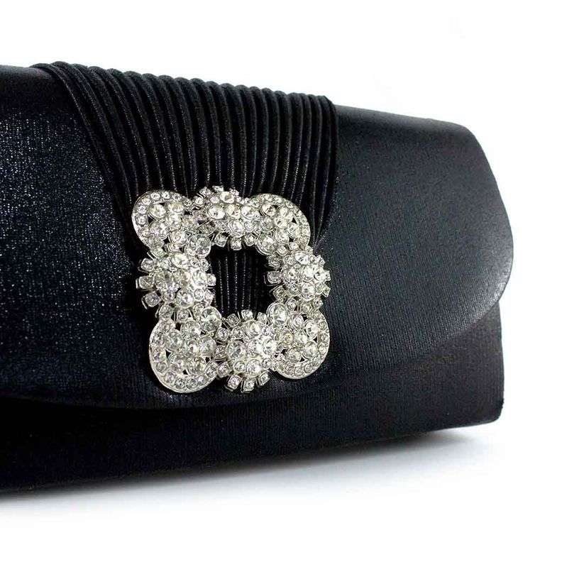 Cartera Textil de Noche Drapeado 358 Mujer Negro Mailea-4