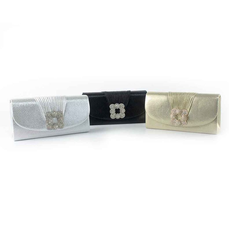Cartera Textil de Noche Drapeado 358 Mujer Negro Mailea-6
