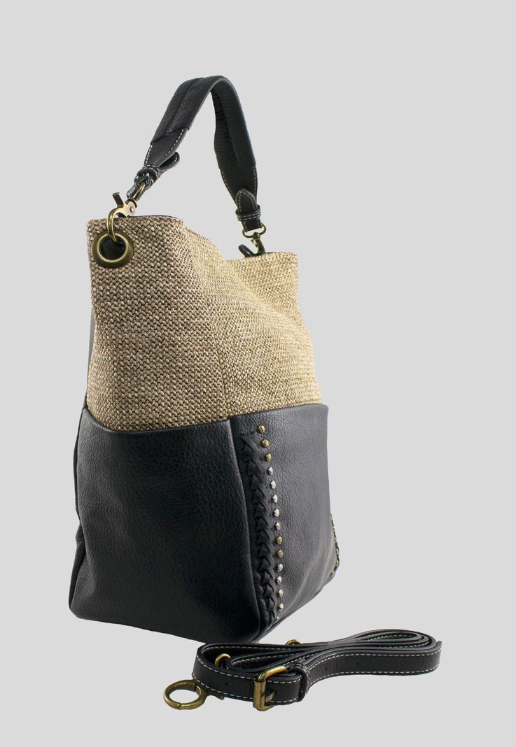 Cartera Rafia Base Remaches Negro-1