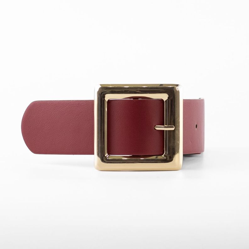 Cinturón Elastico Hebilla Metal Cuadrado Mujer Rojo Mailea-1