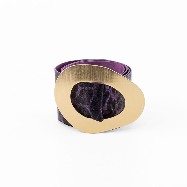 Cinturón Cuero Reno Hebilla Metal Mujer Leo Morado Mailea-0