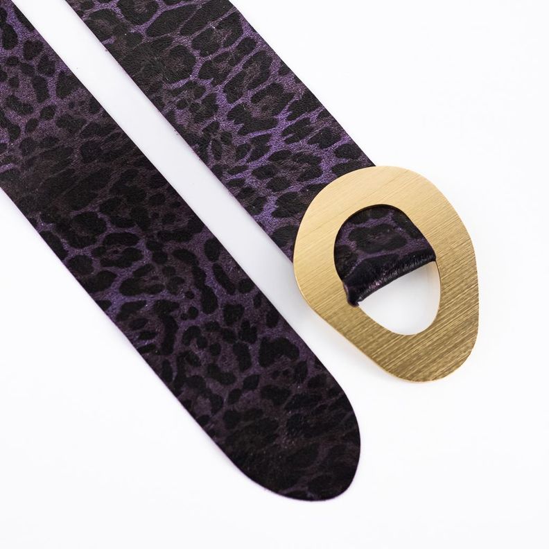 Cinturón Cuero Reno Hebilla Metal Mujer Leo Morado Mailea-1