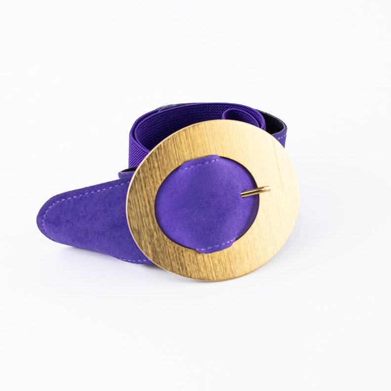 Cinturón Elastico Gamuza Hebilla Metal Mujer Morado Mailea-1