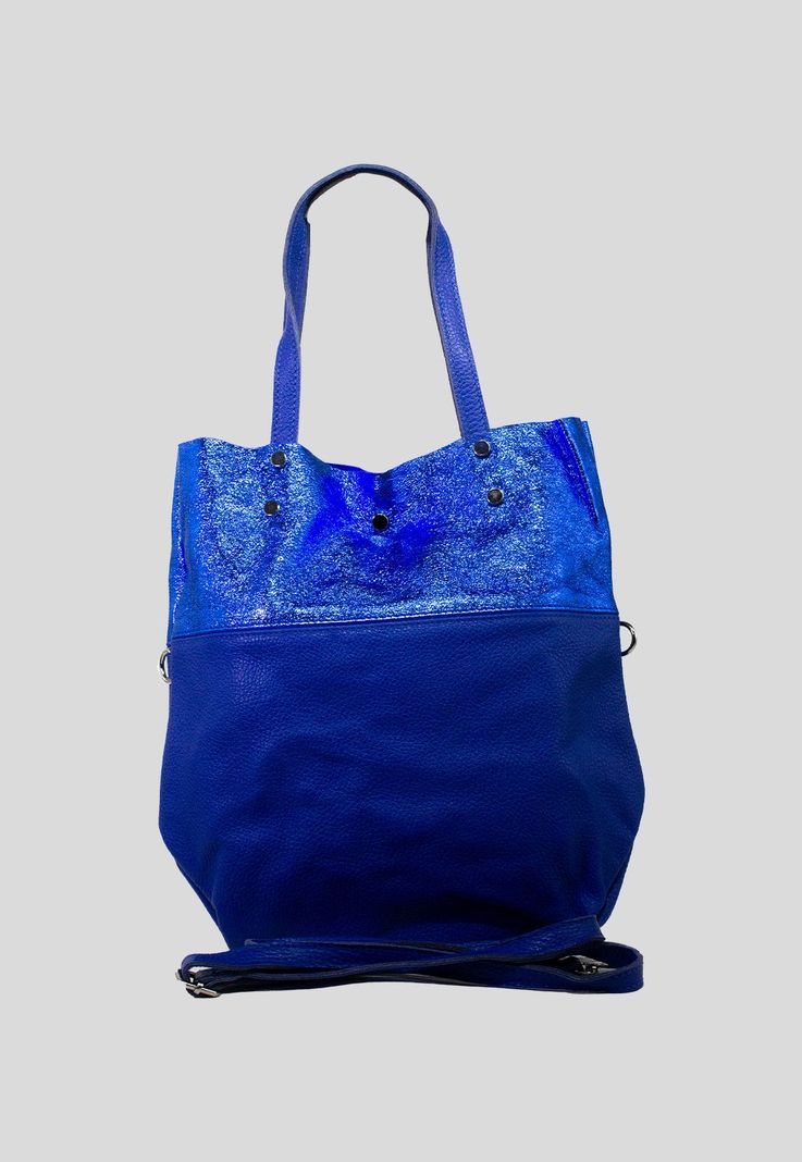 Cartera cuero franja brillo Azul-1