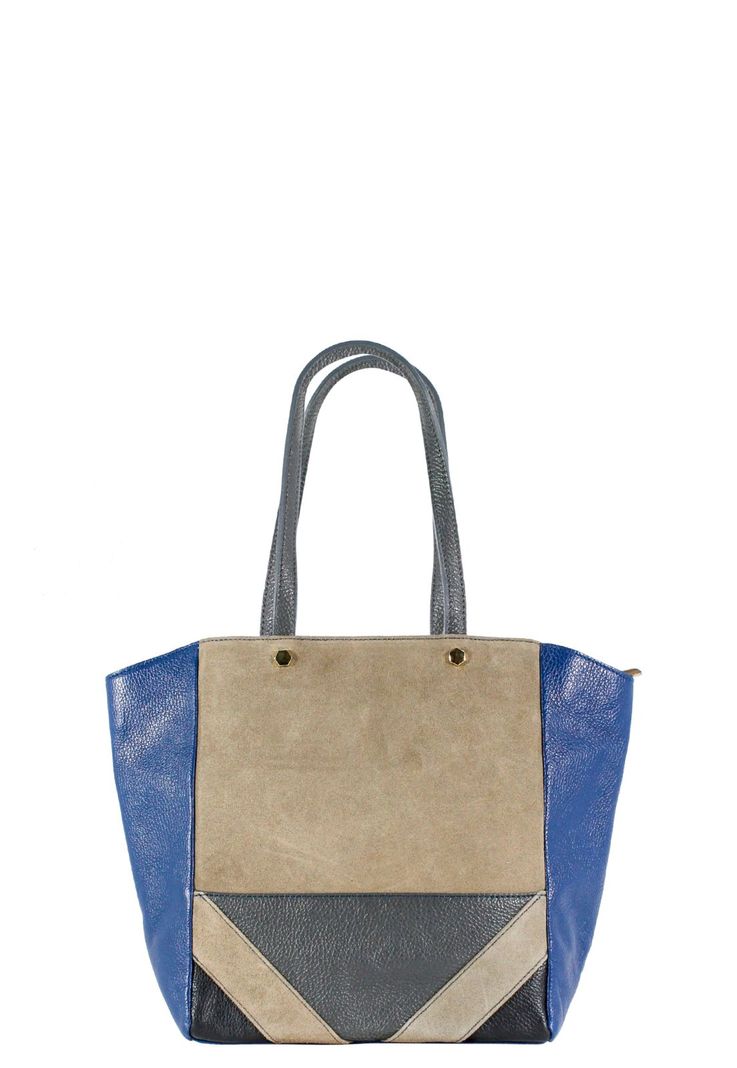 Cartera Cuero Esquinas Oblicuas Azul-0