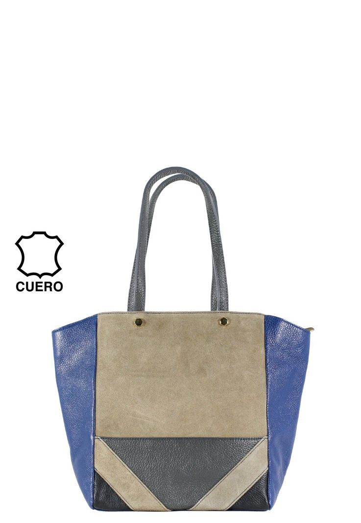Cartera Cuero Esquinas Oblicuas Azul-3