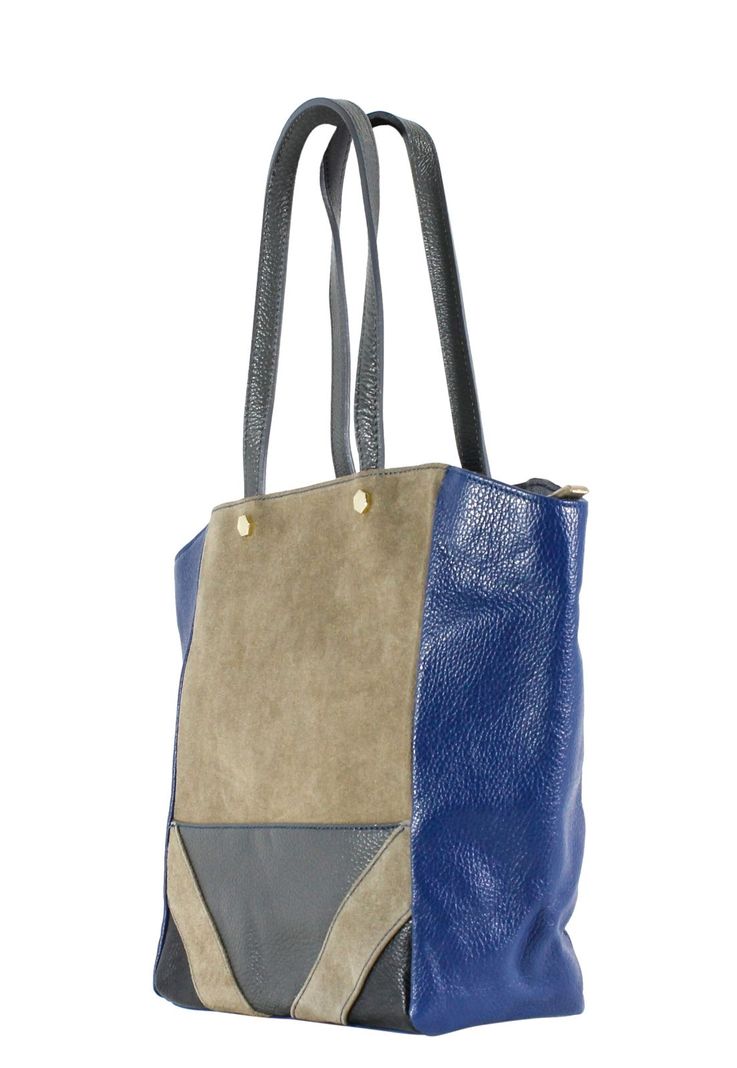 Cartera Cuero Esquinas Oblicuas Azul-4