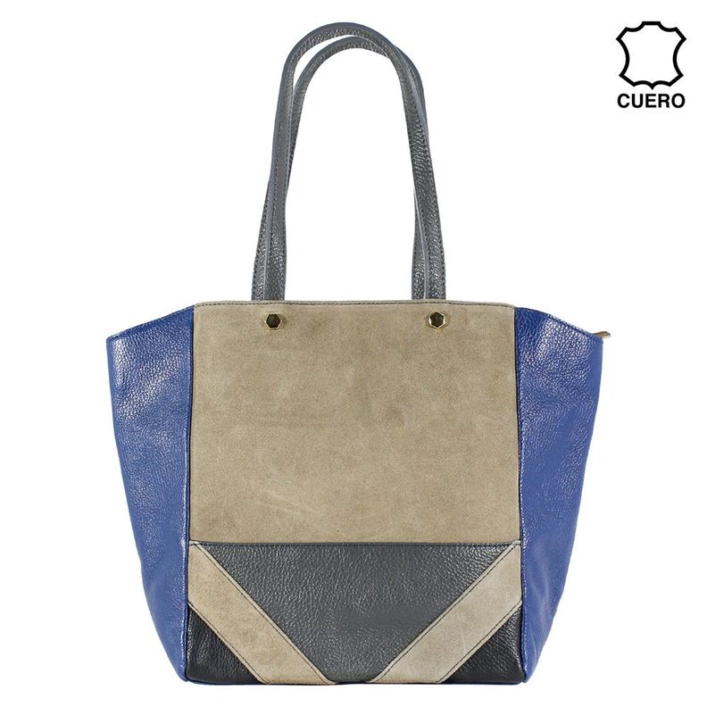 Cartera Cuero Esquinas Oblicuas Azul-5