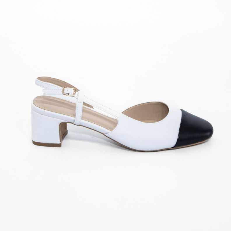 Stiletto Abierto Taco Cuadrado Blanco Mailea-0