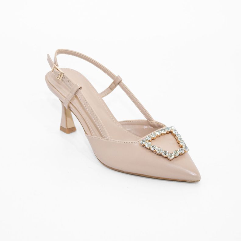 Stiletto Abierto Liso Strass Beige Mailea-1