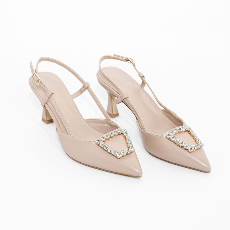 Stiletto Abierto Liso Strass Beige Mailea-3