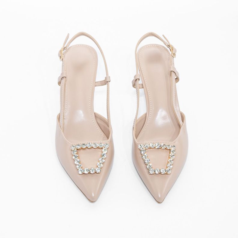 Stiletto Abierto Liso Strass Beige Mailea-4