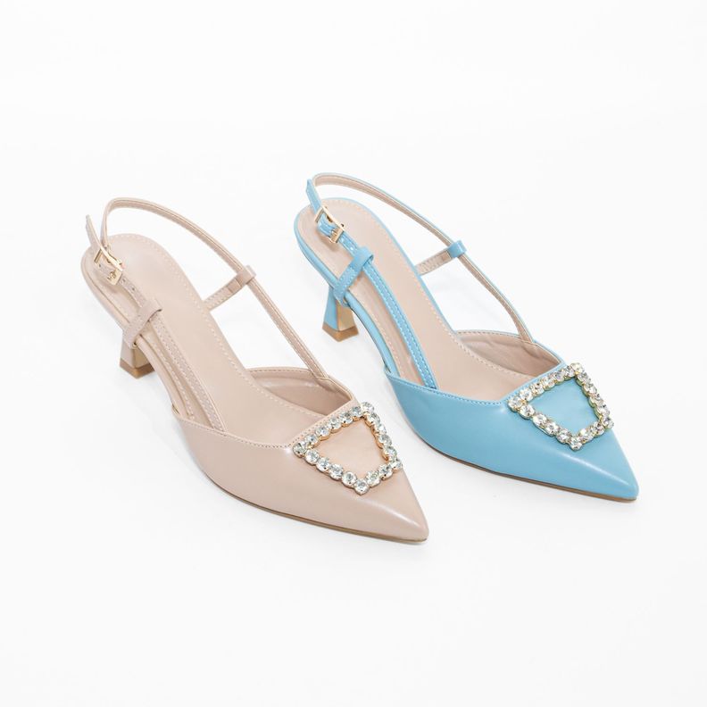 Stiletto Abierto Liso Strass Beige Mailea-5