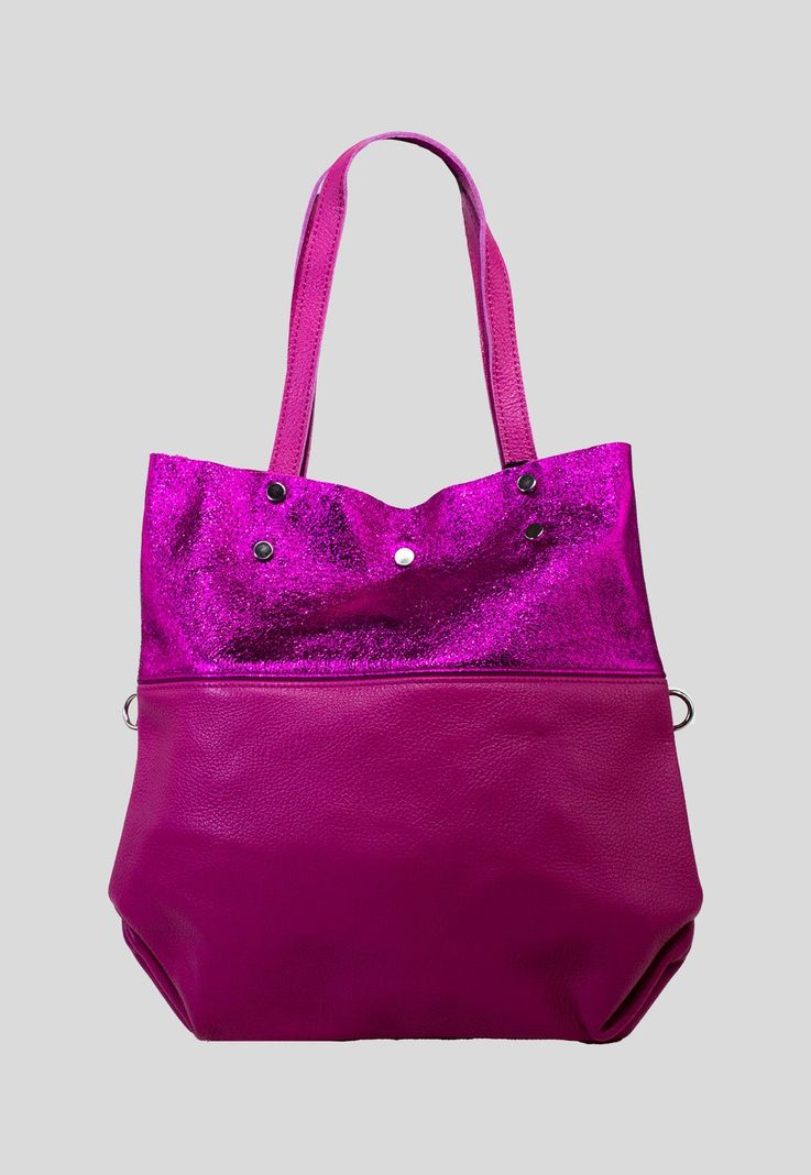 Cartera cuero franja brillo Fuscia-0