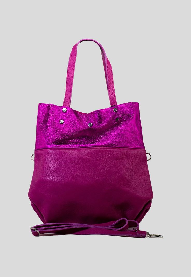 Cartera cuero franja brillo Fuscia-1