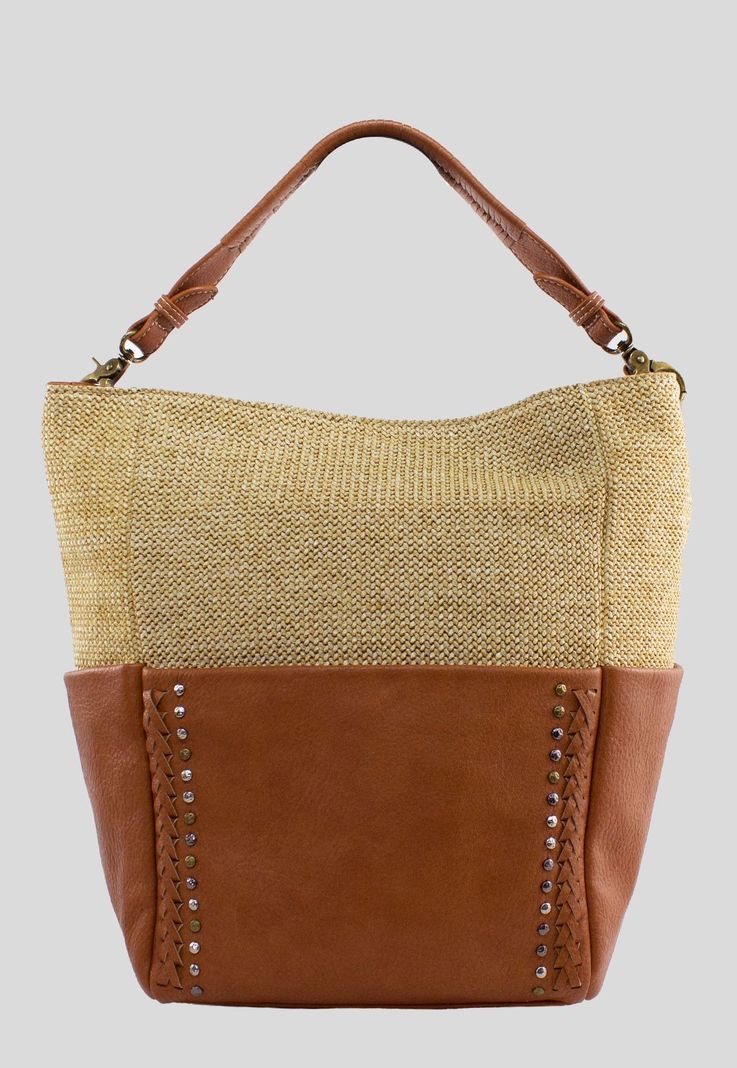 Cartera Rafia Base Remaches Tostado-0