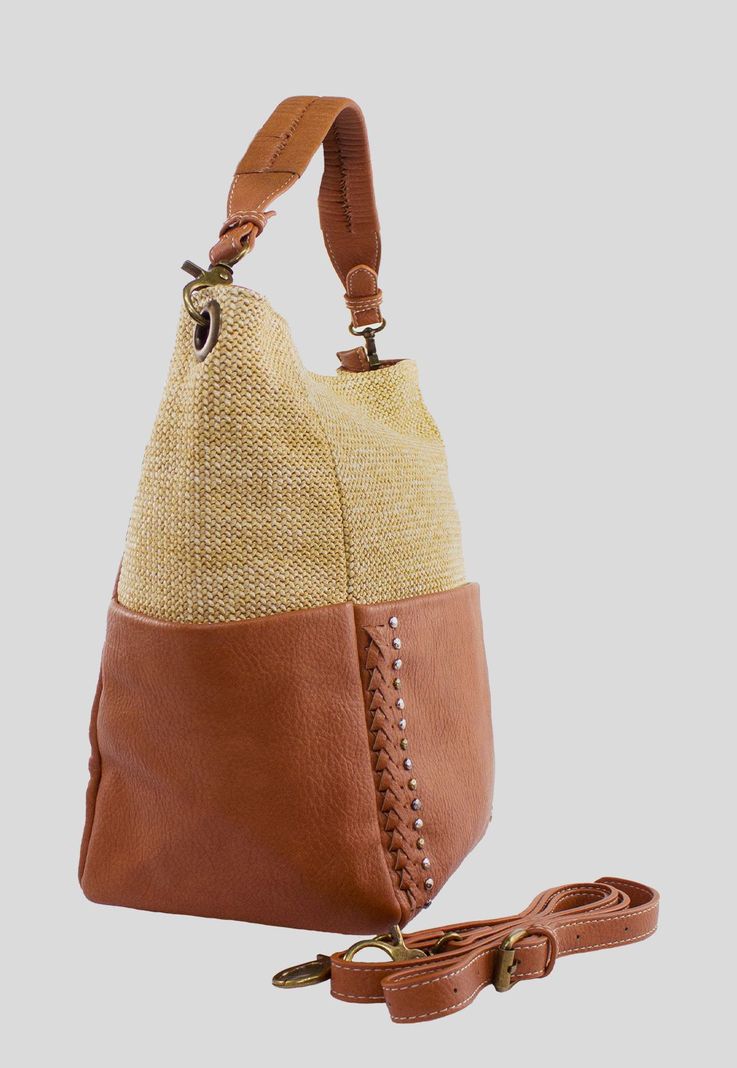 Cartera Rafia Base Remaches Tostado-1