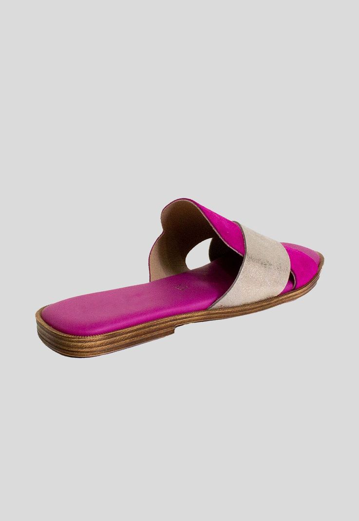 Sandalia reno plana cruz material Fucsia-1