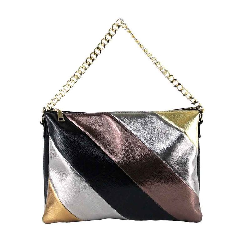 Cartera Ecocuero Metalizado 591  Mujer Negro Mailea-0