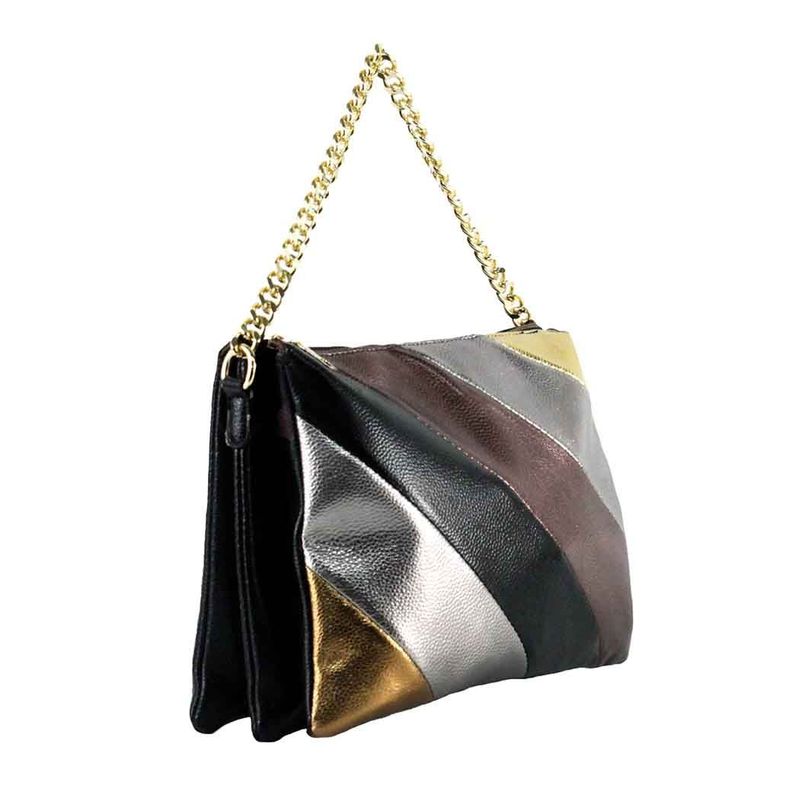 Cartera Ecocuero Metalizado 591  Mujer Negro Mailea-1
