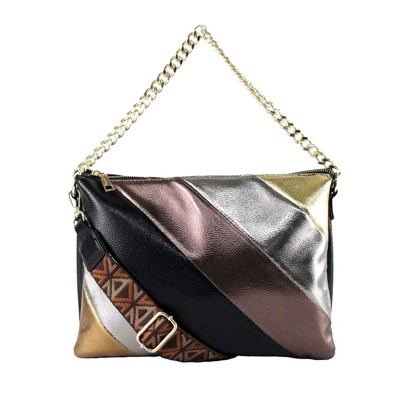 Cartera Ecocuero Metalizado 591  Mujer Negro Mailea-3