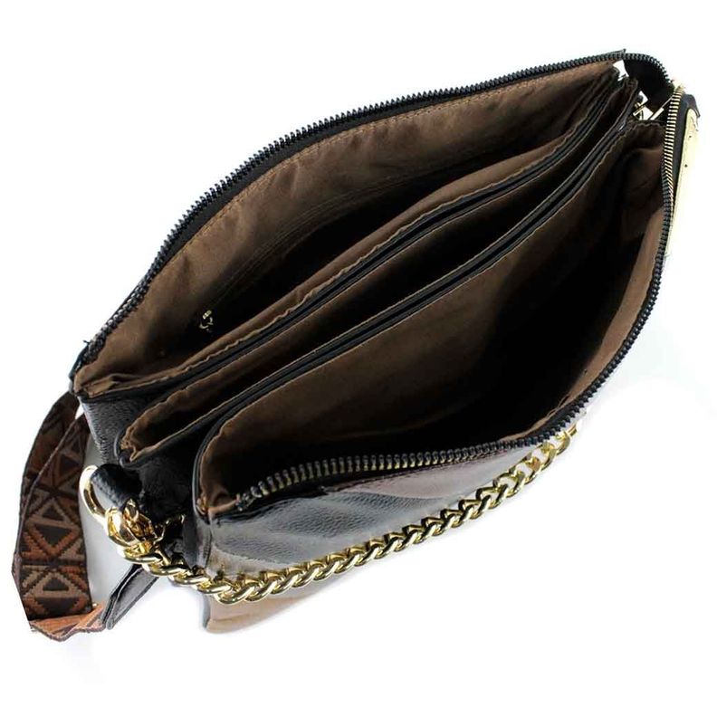 Cartera Ecocuero Metalizado 591  Mujer Negro Mailea-5