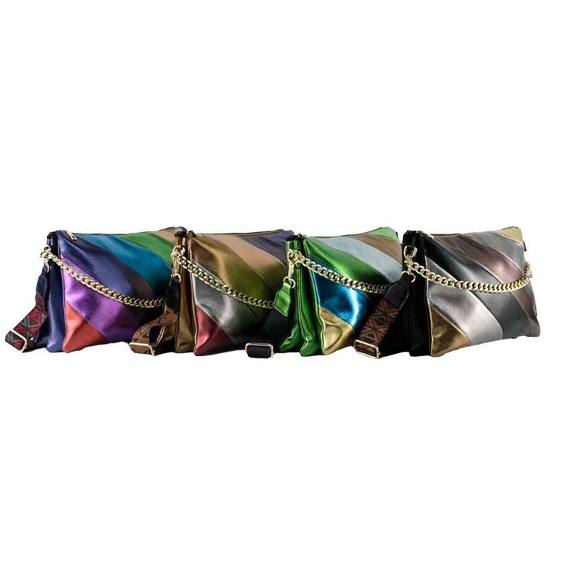 Cartera Ecocuero Metalizado 591  Mujer Negro Mailea-6