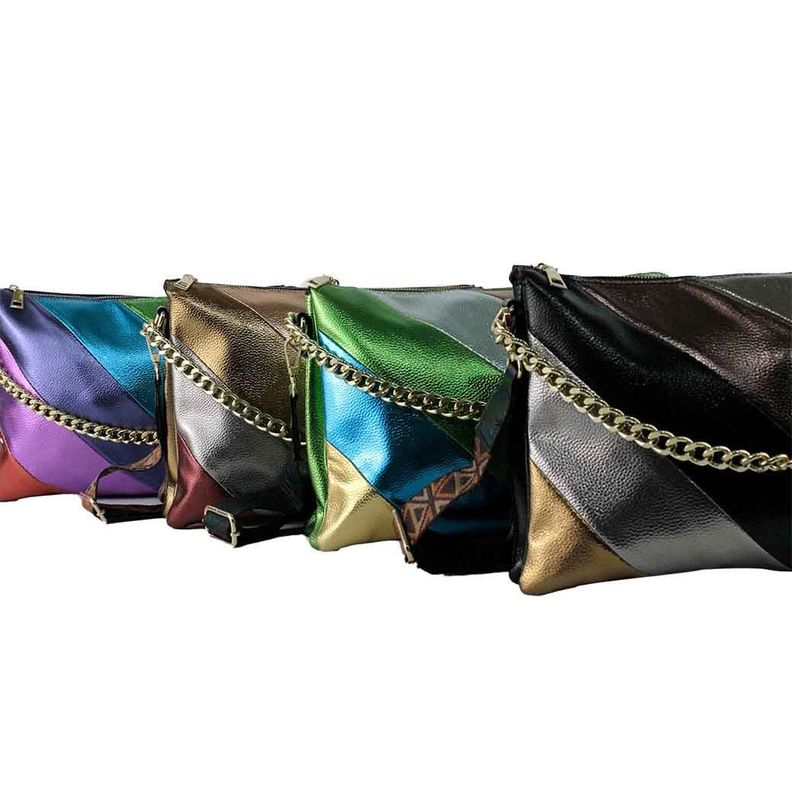 Cartera Ecocuero Metalizado 591  Mujer Negro Mailea-7