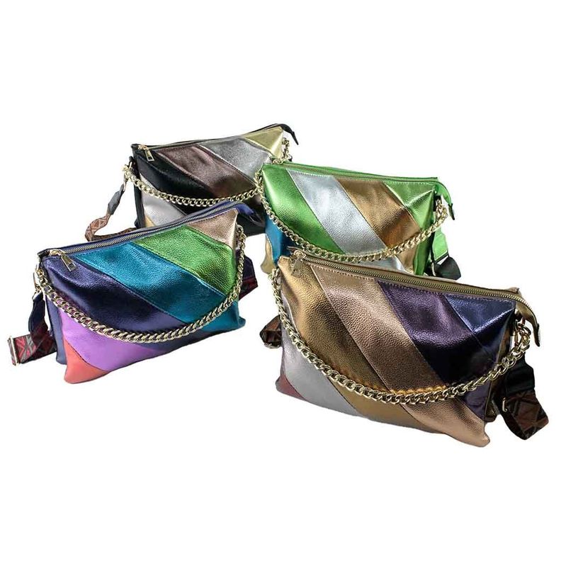 Cartera Ecocuero Metalizado 591  Mujer Negro Mailea-8