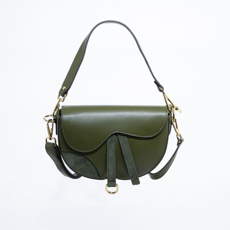 Cartera de cuero con detalles de reno color Verde-0
