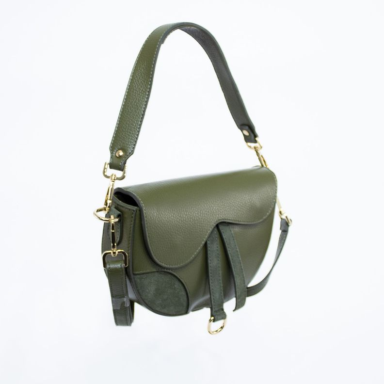 Cartera de cuero con detalles de reno color Verde-1