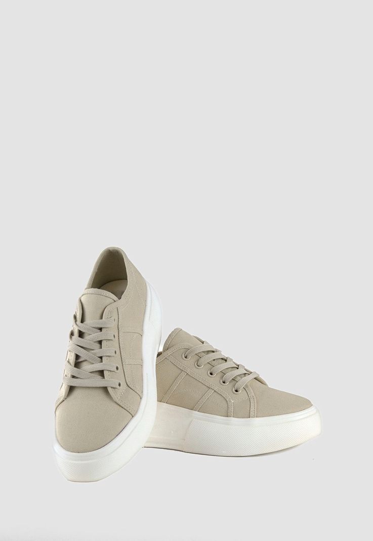 Zapatilla Alta De Lona Beige-3