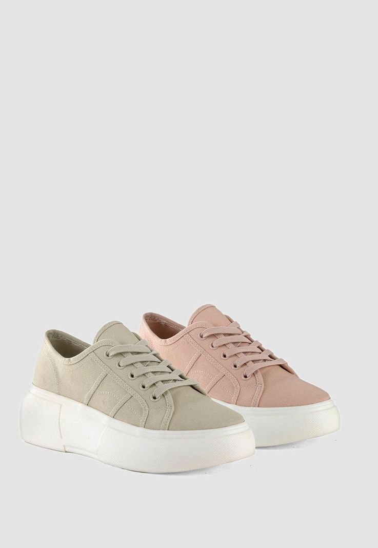 Zapatilla Alta De Lona Beige-4