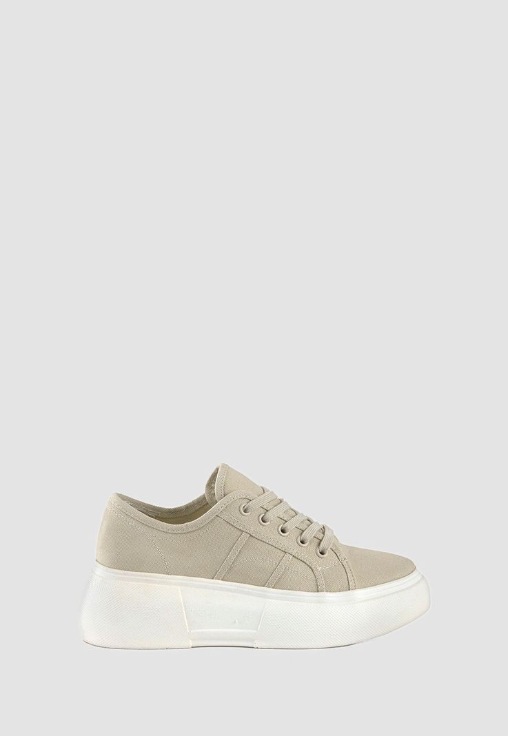 Zapatilla Alta De Lona Beige-0