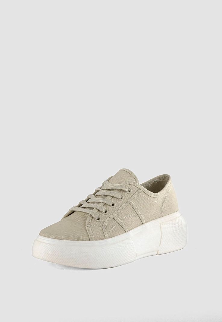 Zapatilla Alta De Lona Beige-1