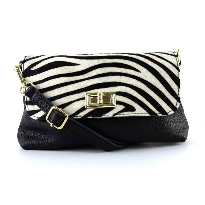 Cartera de Cuero Cerrojo 671 Mujer Cebra Blanco Mailea-0