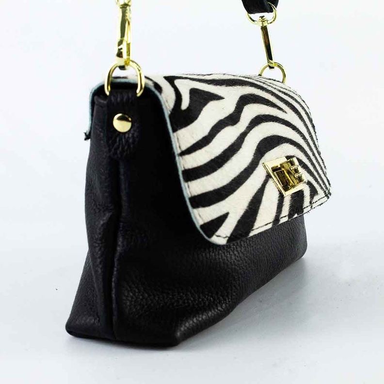 Cartera de Cuero Cerrojo 671 Mujer Cebra Blanco Mailea-1