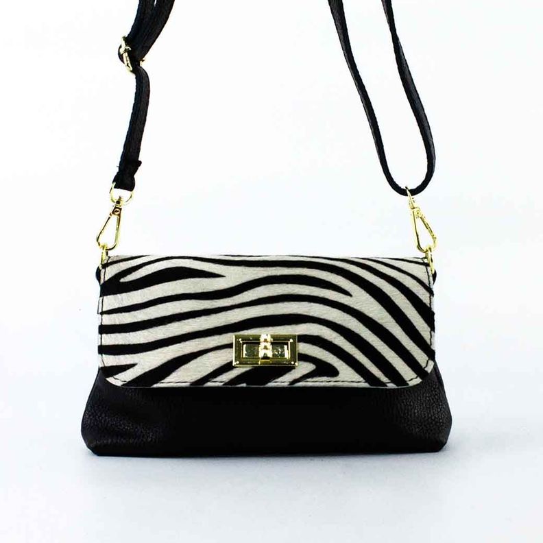 Cartera de Cuero Cerrojo 671 Mujer Cebra Blanco Mailea-4