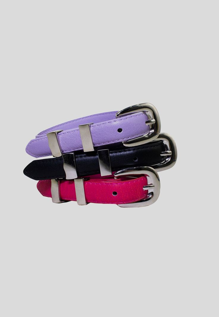 Cinturón delgado hebilla Bimaterial Fucsia-2