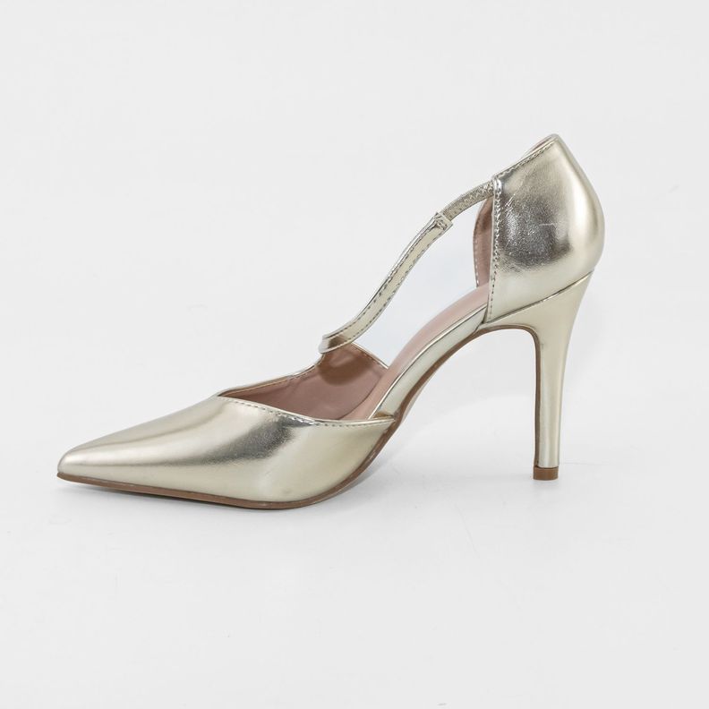 Stiletto Cerrado Correa Frontal Oro Mailea-2