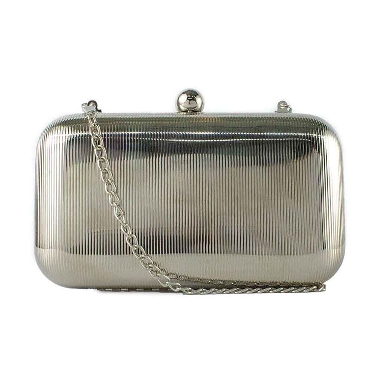 Cartera Metalizada de Noche Rigida 867 Mujer Plateado Mailea-0
